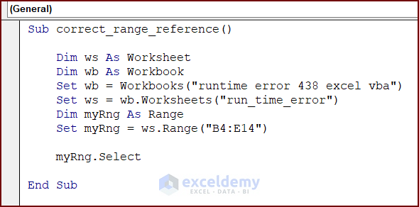 VBA Code with Corrected Range Reference
