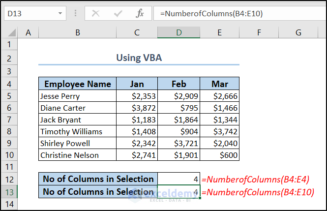 counting number of columns using udf for other ranges