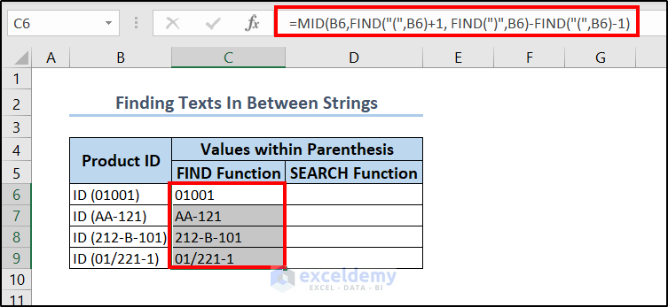 finding text between parentheses with find function