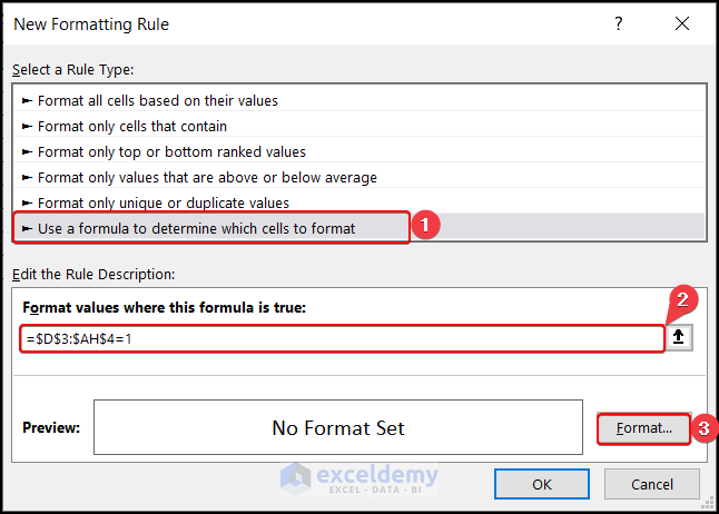 new formatting rule window