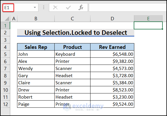 Use Selection.Locked to Deselect in Excel VBA