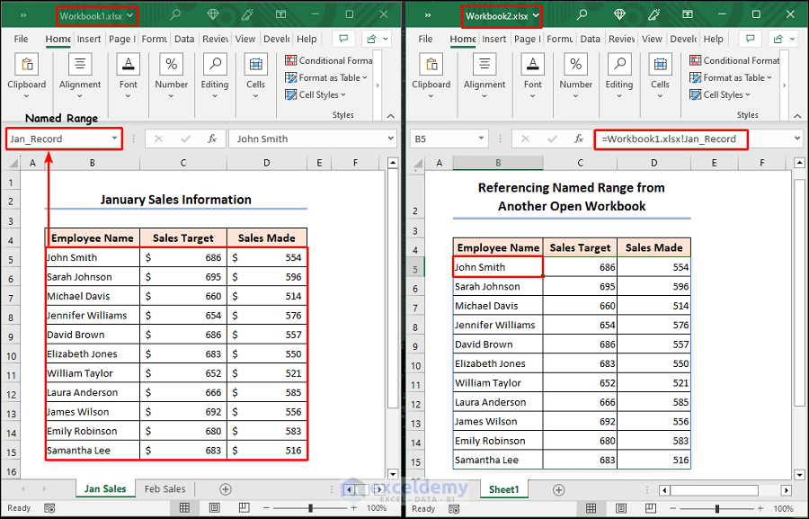 Reference Named Range from another open workbook in Excel