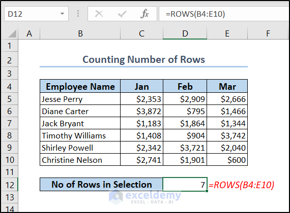 counting number of rows