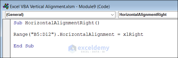  Excel VBA Horizontal Alignment Right