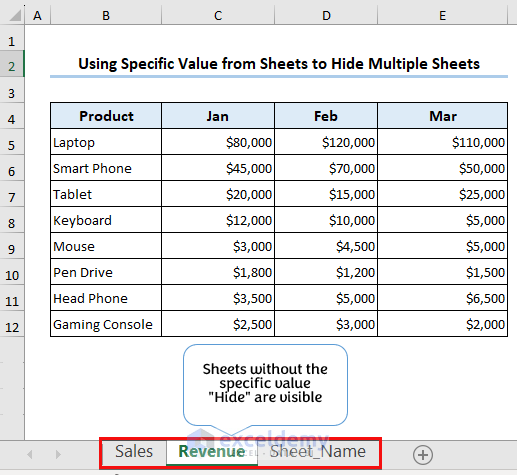 Sheets with specific value are hidden