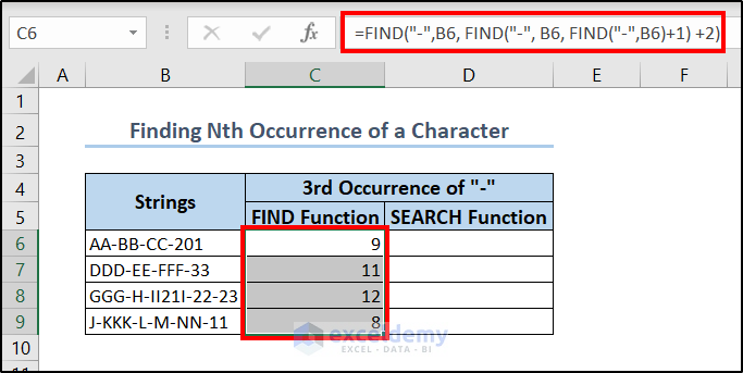 finding nth occurrence with find function