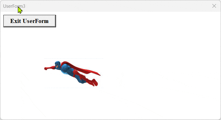 Superman Flying in the UserForm