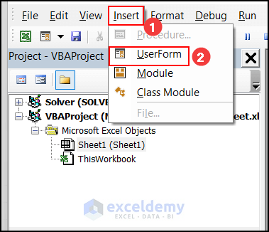 Inserting UserForm in Excel