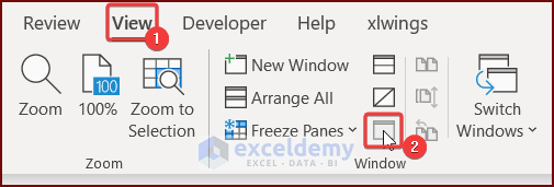 Use the View Tab to Unhide Hidden Dialog Box in Excel