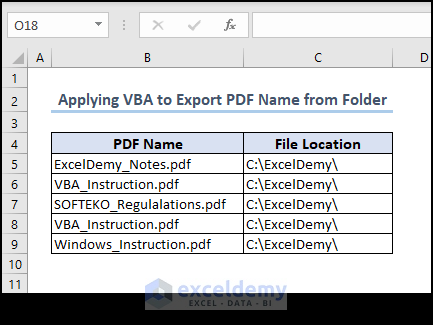 exported pdf from folder