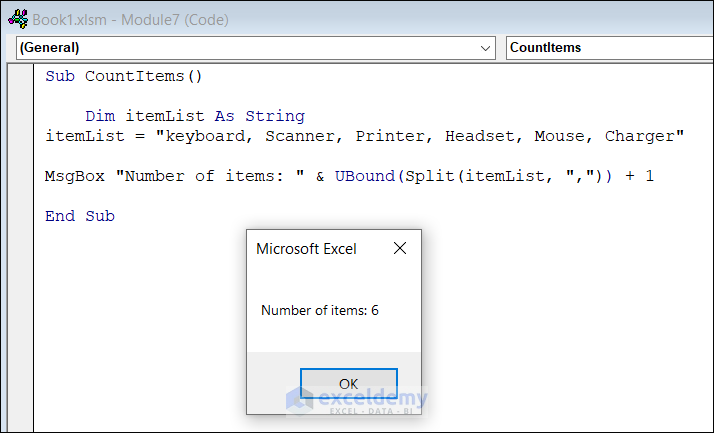 VBA code to Count Items in a Delimited String in Excel