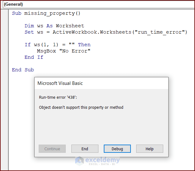  Fixed Runtime Error 438 In Excel VBA 5 Solutions ExcelDemy