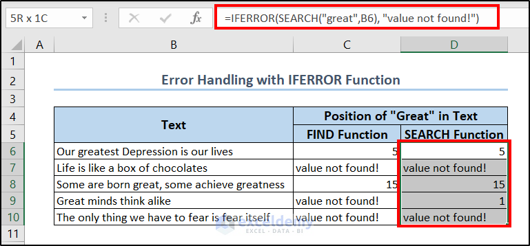 combining iferror and serach functions