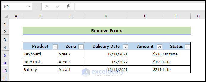 remove errors
