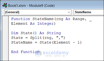 VBA Code to Get State Name from Address by delimiter in Excel