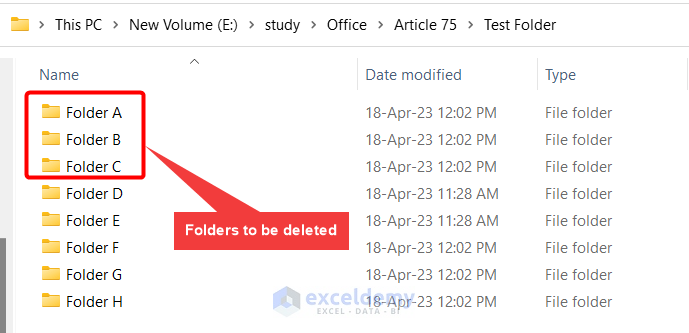 Folders to be deleted