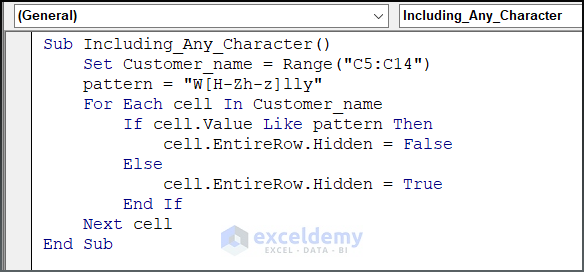 Code image for Matching of Any Uppercase Or Lowercase Character From The Alphabet