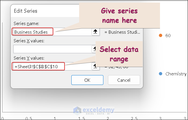 Give Series Name and Select Range
