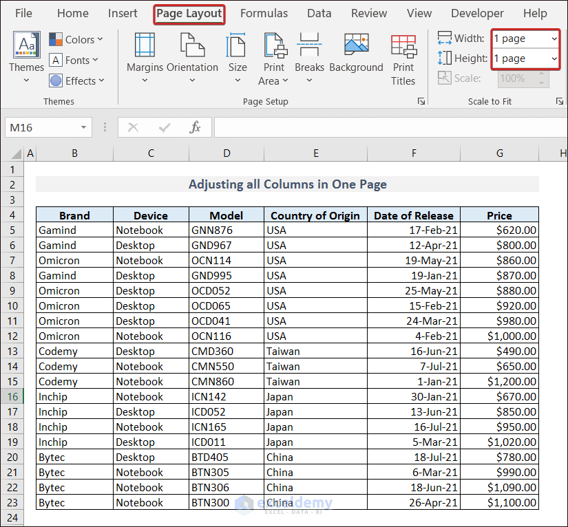 Adjusting all Columns in One Page