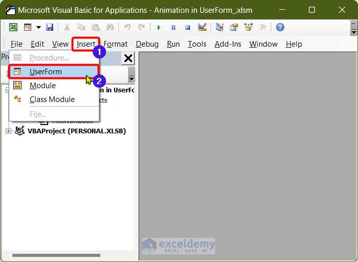 Inserting A New VBA UserForm for animation
