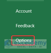 Selecting Options from Overview Panel