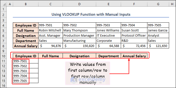 transposed data manually to start the process