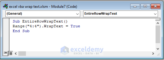 Excel vba Code to wrap Text Inside an Entire Row