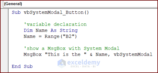 VBA Code for MsgBox with System Modal