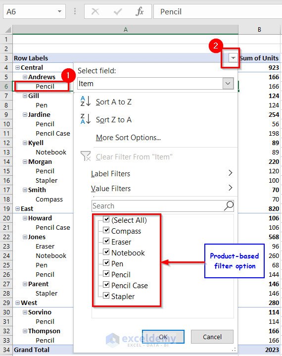 Getting product-based filter option
