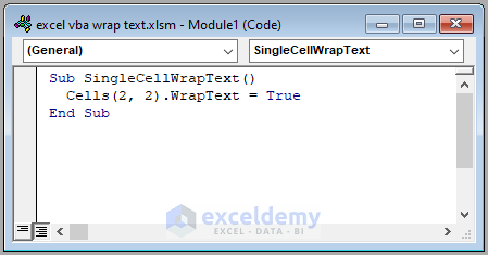 Excel VBA Code to Wrap Text Inside a Single Cell