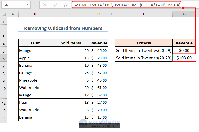 Finding Sold Items in the Twenties without wildcards in the SUMIF function