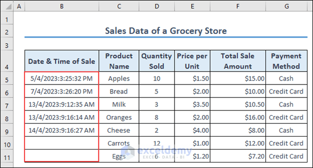 Dataset of sales info to create Excel UserForm date picker