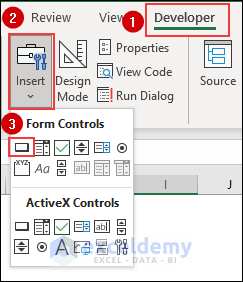 Inserting a button to the excel sheet