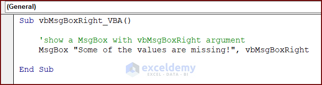 VBA Code for MsgBox with Text Right-Aligned