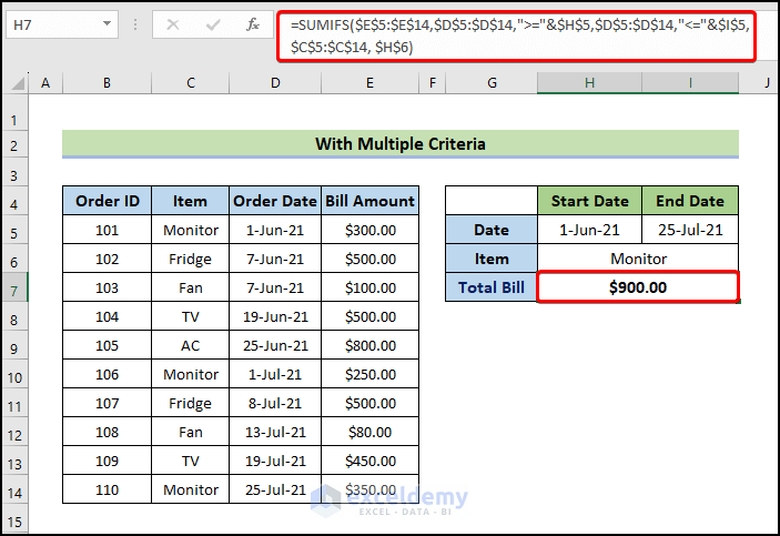 Sum Values Based on Dates with Multiple Criteria