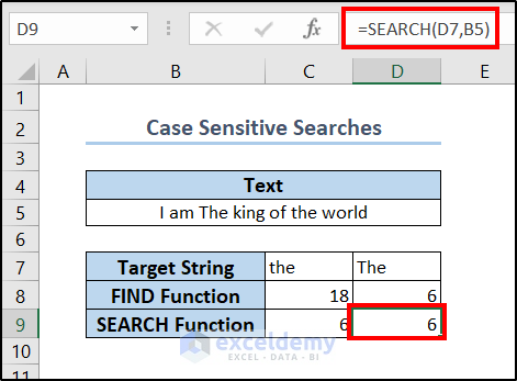 search function for upper case