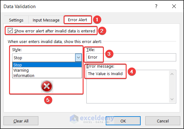 Data Validation Error Alert