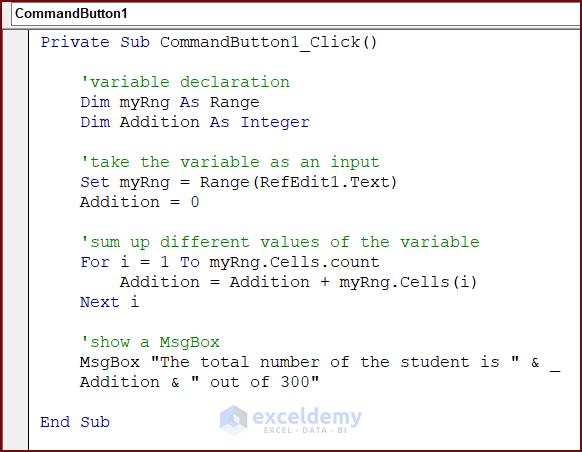 VBA Code for MsgBox in UserForm