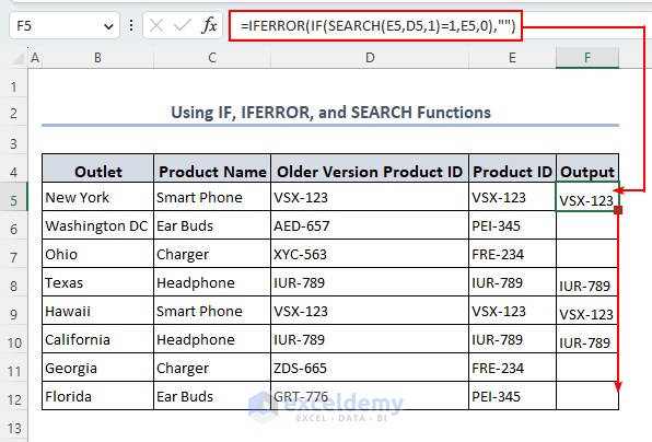 Applying IF, IFERROR, and SEARCH functions