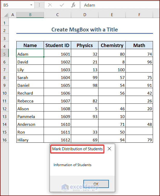 Excel VBA MsgBox -11 Examples - ExcelDemy