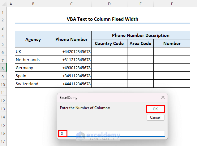 Selecting number of columns