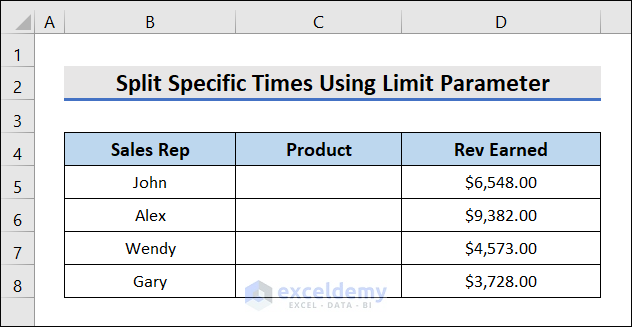 Split Specific Times Using Limit Parameter