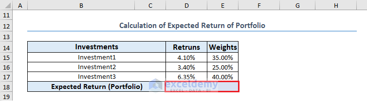 Calculate Expected Return of A Portfolio