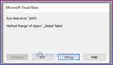 Showing Range of Object Error As Application-Defined or Object-Defined Error in Excel VBA