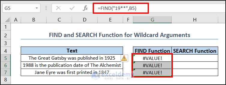 find function result for wildcard arguments