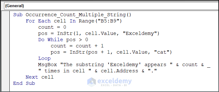 Code for counting Number of Occurrences of Word in Multiple String