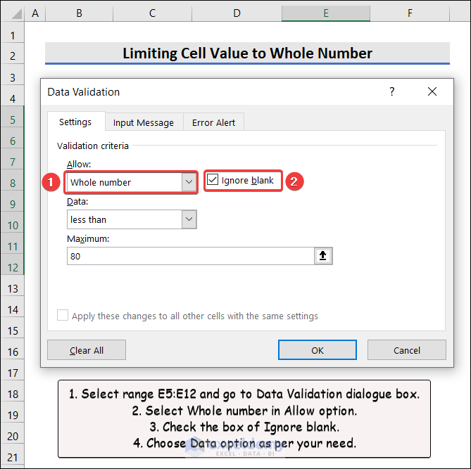 Limit Cell Value to Whole Number
