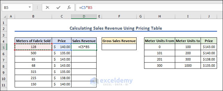 Calculating Individual Sales revenue