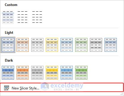 Click on New Slicer Style