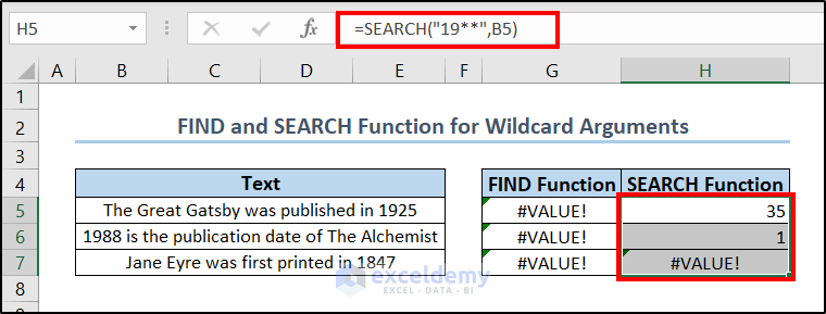 search function result for wildcard arguments